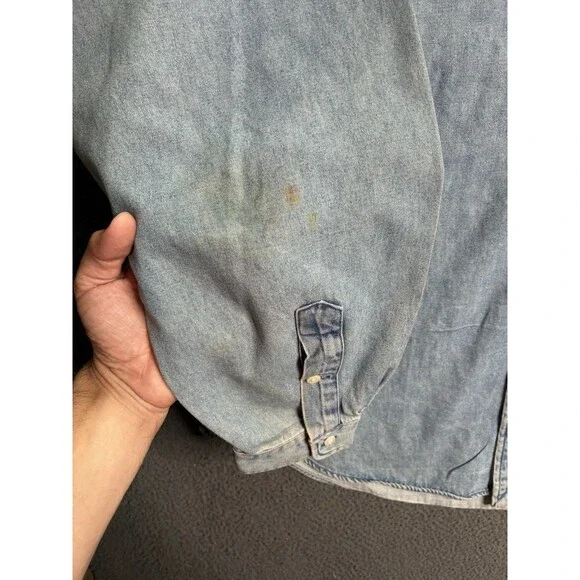 Vintage Polo Ralph Lauren Denim Button Down Shirt Mens XL Red Pony Old Money